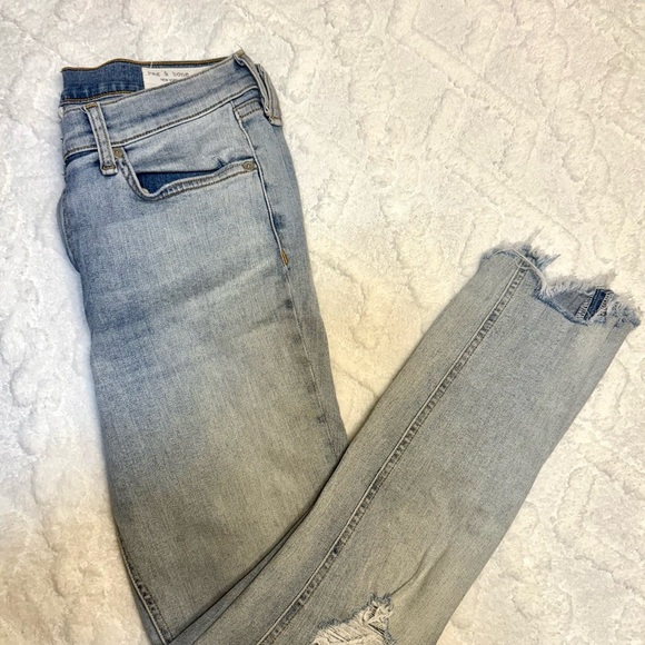 Rag & bone Lynn W/ Holes ankle skinny jeans raw hem - Picture 4 of 7